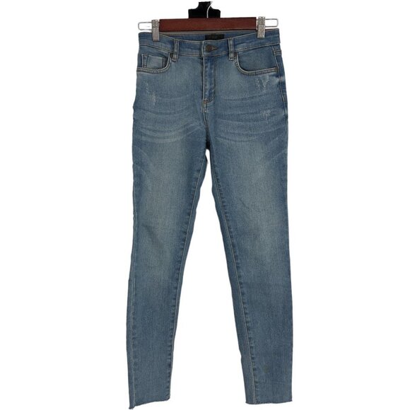 Tailor Made Med-Light Wash High  Rise Lightly Distressed Skinny Barcelona Jeans - Picture 1 of 16